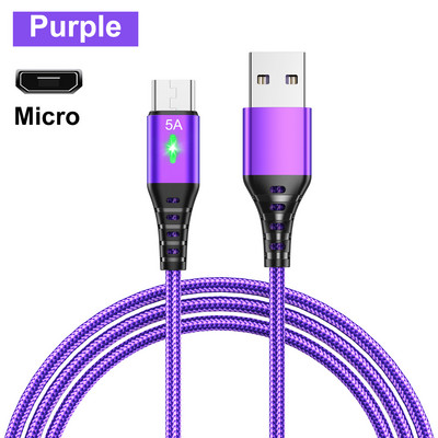 OLAF USB tip C kabel 5A kabel za brzo punjenje QC 3.0 LED svjetlo Micro Wire USB C kabel za Samsung Xiaomi 8 Huaiwei kabel za punjenje