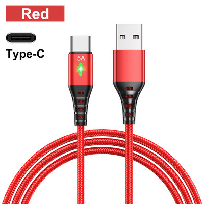 OLAF USB tip C kabel 5A kabel za brzo punjenje QC 3.0 LED svjetlo Micro Wire USB C kabel za Samsung Xiaomi 8 Huaiwei kabel za punjenje