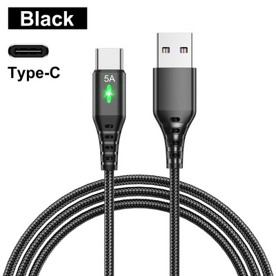 OLAF USB tip C kabel 5A kabel za brzo punjenje QC 3.0 LED svjetlo Micro Wire USB C kabel za Samsung Xiaomi 8 Huaiwei kabel za punjenje