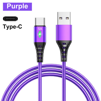 OLAF USB tip C kabel 5A kabel za brzo punjenje QC 3.0 LED svjetlo Micro Wire USB C kabel za Samsung Xiaomi 8 Huaiwei kabel za punjenje