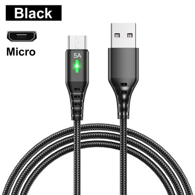 OLAF USB tip C kabel 5A kabel za brzo punjenje QC 3.0 LED svjetlo Micro Wire USB C kabel za Samsung Xiaomi 8 Huaiwei kabel za punjenje