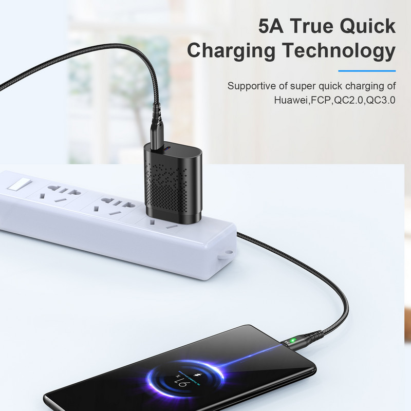 OLAF USB tip C kabel 5A kabel za brzo punjenje QC 3.0 LED svjetlo Micro Wire USB C kabel za Samsung Xiaomi 8 Huaiwei kabel za punjenje