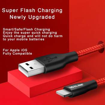 VOXLINK USB кабел, 10 опаковки с найлонова оплетка за iphone X XS Бързо зареждане, синхронизиране на данни 2.4A За iphone xr max, светкавичен кабел за зареждане