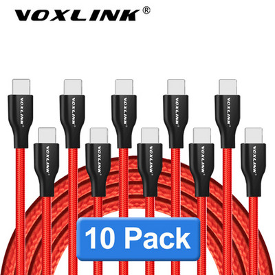 VOXLINK USB kabelis 10 Pack Nylon Braided skirtas iphone X XS greito įkrovimo sinchronizavimo duomenys 2.4A Skirtas iphone xr max Lightning įkrovimo laidui