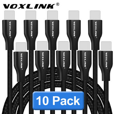 VOXLINK USB kabelis 10 Pack Nylon Braided skirtas iphone X XS greito įkrovimo sinchronizavimo duomenys 2.4A Skirtas iphone xr max Lightning įkrovimo laidui