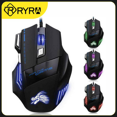 RYRA 5500 DPI USB кабелна мишка за игри LED компютърна мишка Gamer RGB мишки X7 Silent Mause с подсветка Геймърски лаптоп мишки