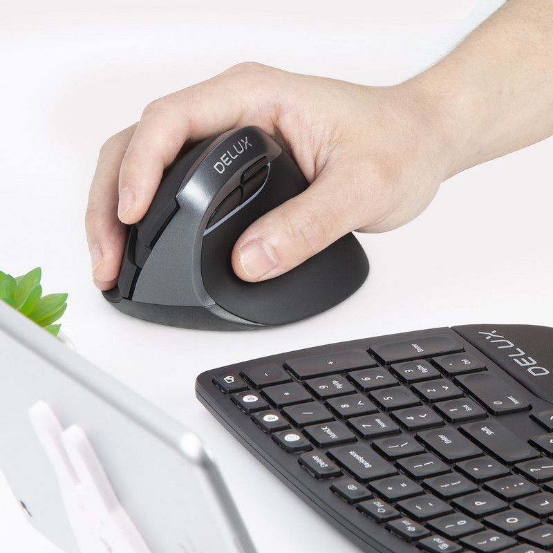 Delux M618Mini DB 2.4GHz bežični okomiti miš 6 tipki 2400 DPI Ergonomski dizajn Računalni mini USB miševi za Windows prijenosno računalo