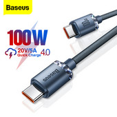 Kábel Baseus 100W USB C na typ C pre Macbook iPad 5A PD s rýchlou nabíjačkou, kábel USB C pre Xiaomi POCO X3 Pro Samsung Huawei