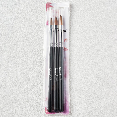 3db Kolinsky akril körömkefe fa nyelű gél építő rajz nercecset UV gél folyékony púder toll DIY Nails Art manikűr eszköz
