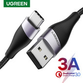 Ugreen USB C kabelis Samsung Galaxy S20 Plus mobilajam telefonam Ātrās uzlādes tipa C kabelis Xiaomi Redmi Note 10 Mi 9 USB C vadam