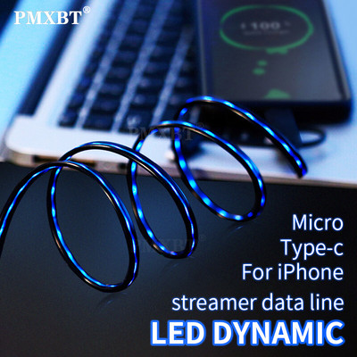Šviečiantis LED apšvietimas Greitas įkrovimas Sinchronizavimo duomenys USB tipo C laidas Telefono kabelis USB C mikro įkroviklio laidas skirtas iPhone Huawei Samsung