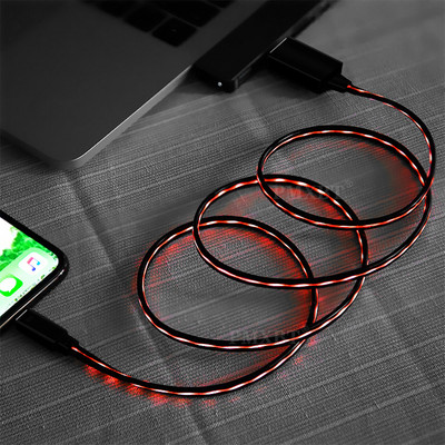 Kvēlojošs LED apgaismojums Ātrās uzlādes sinhronizācijas dati USB tipa C kabelis Tālruņa kabelis USB C mikro lādētāja kabeļa vads iPhone Huawei Samsung