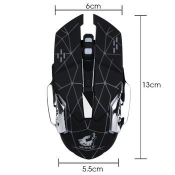 2400DPI Gaming Mouse X8 Ασύρματο ποντίκι Επαναφορτιζόμενο Αθόρυβο LED με οπίσθιο φωτισμό USB Οπτικά εργονομικά ποντίκια LOL Ποντίκια σερφ για PC Gamer