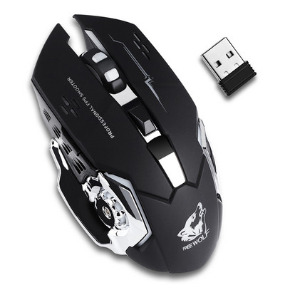 2400DPI Gaming Mouse X8 Ασύρματο ποντίκι Επαναφορτιζόμενο Αθόρυβο LED με οπίσθιο φωτισμό USB Οπτικά εργονομικά ποντίκια LOL Ποντίκια σερφ για PC Gamer
