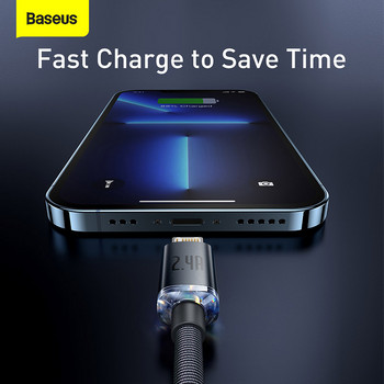 Baseus USB кабел за iPhone 13 12 11 Pro Max X XR XS 8 7 6s 6 iPad Зарядно устройство за бързо зареждане на данни USB проводник Кабели за мобилни телефони