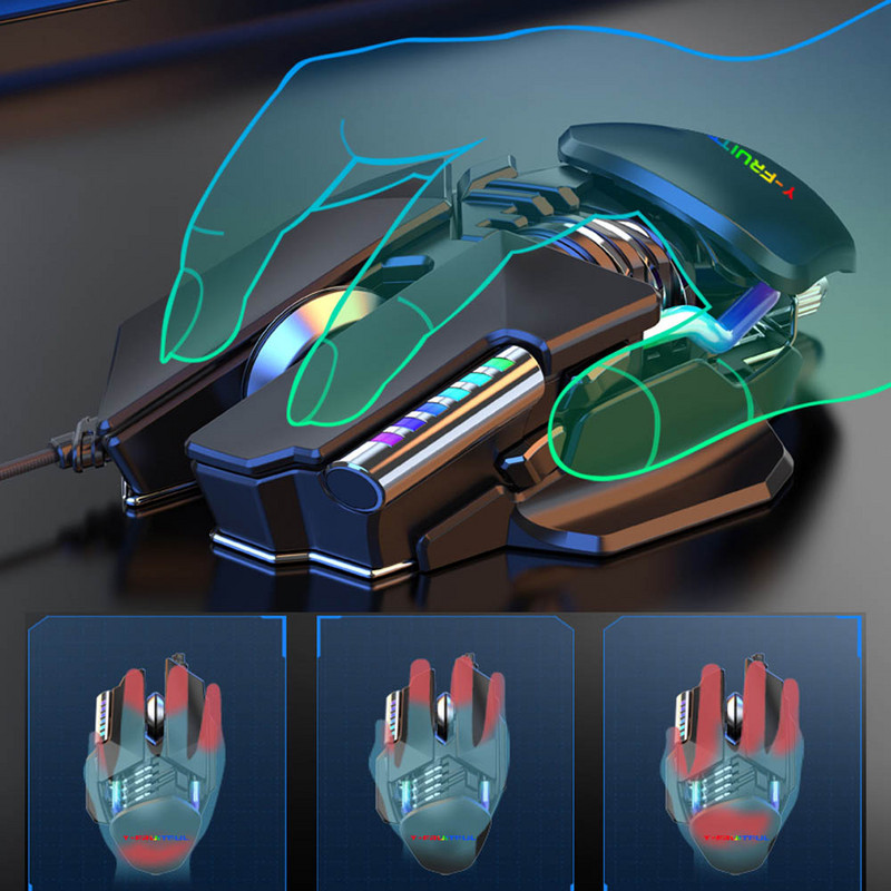 Laidinė žaidimų pelė Vandens aušinimo kompiuterio pelės RGB Gamer Ergonomiška 6 mygtukų 12800DPI LED, skirta nešiojamam kompiuteriui