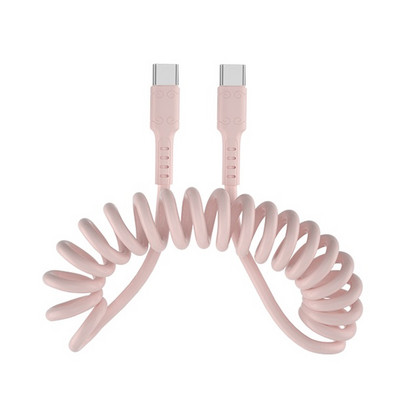 NOHON 2m spyruoklinis USB C iki C tipo laidas 66W PD greito įkrovimo įkroviklio laidas, skirtas iPad Samsung Xiaomi USBC Type-c laidas