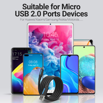 Καλώδιο αερισμού Micro USB 3A Καλώδιο γρήγορης φόρτισης USB Καλώδιο δεδομένων 2M 3M Για Samsung Xiaomi Huawei Κινητό τηλέφωνο Android Καλώδιο φόρτισης USB