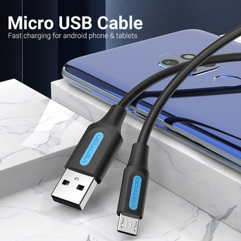 Vention Micro USB кабел 3A USB кабел за бързо зареждане 2M 3M за Samsung Xiaomi Huawei Android мобилен телефон USB кабел за зареждане