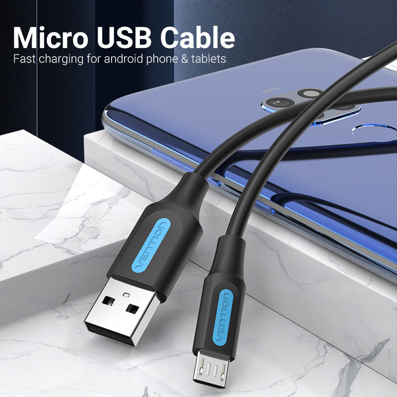 Vention Micro USB kábel 3A gyorstöltő USB adatkábel 2M 3M Samsung Xiaomi Huawei Android mobiltelefon USB töltőkábel