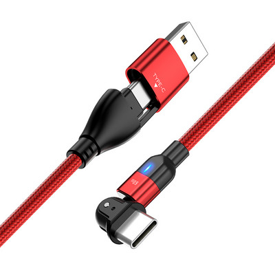 AUFU 180 Rotate PD 60W USB Type C kábel QC3.0 Fast Charge adatkábel Macbookhoz Samsung Xiaomi USB C kábel Huawei P40-hez