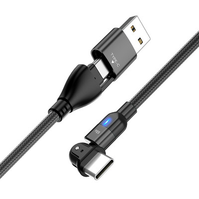 AUFU 180 Rotate PD 60W USB Type C kábel QC3.0 Fast Charge adatkábel Macbookhoz Samsung Xiaomi USB C kábel Huawei P40-hez