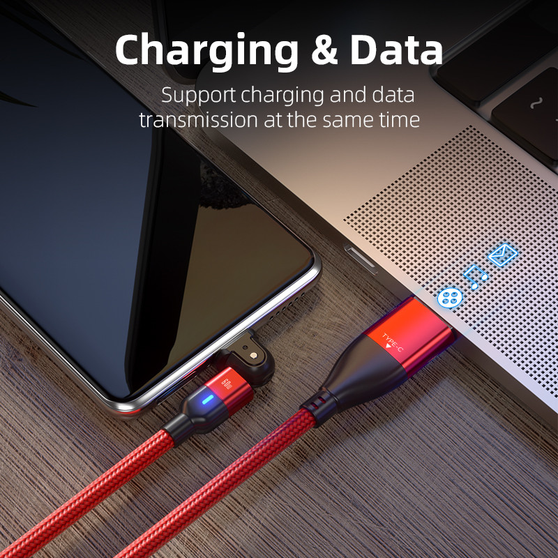 AUFU 180 Rotate PD 60W USB Type C kábel QC3.0 Fast Charge adatkábel Macbookhoz Samsung Xiaomi USB C kábel Huawei P40-hez