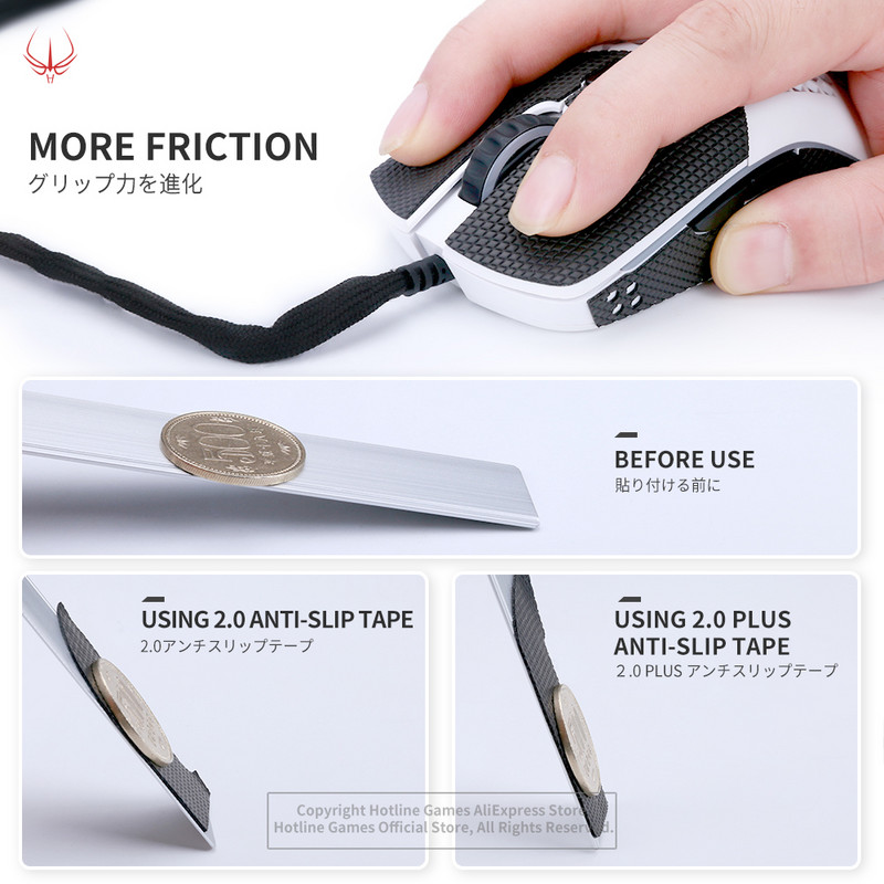 2 τεμάχια Hotline Games 2.0 Plus Mouse Anti-slip Grip Tape DIY Έκδοση για ποντίκι, αναβάθμιση λαβής, απομάκρυνση υγρασίας, προκοπή, εύκολη εφαρμογή
