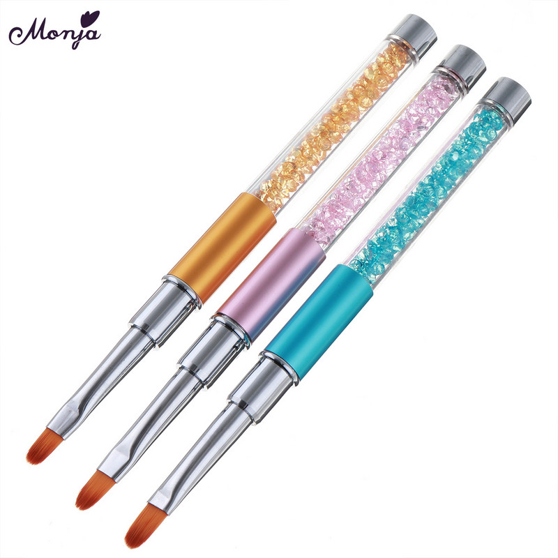 Monja 3db/szett Nail Art akril UV gél hosszabbító építő strassz festő ecset vonalak bélés minta rajzoló toll manikűr eszköz