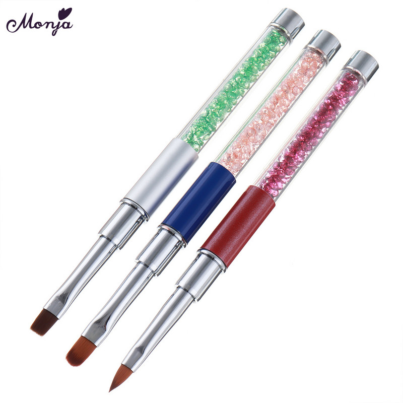 Monja 3db/szett Nail Art akril UV gél hosszabbító építő strassz festő ecset vonalak bélés minta rajzoló toll manikűr eszköz