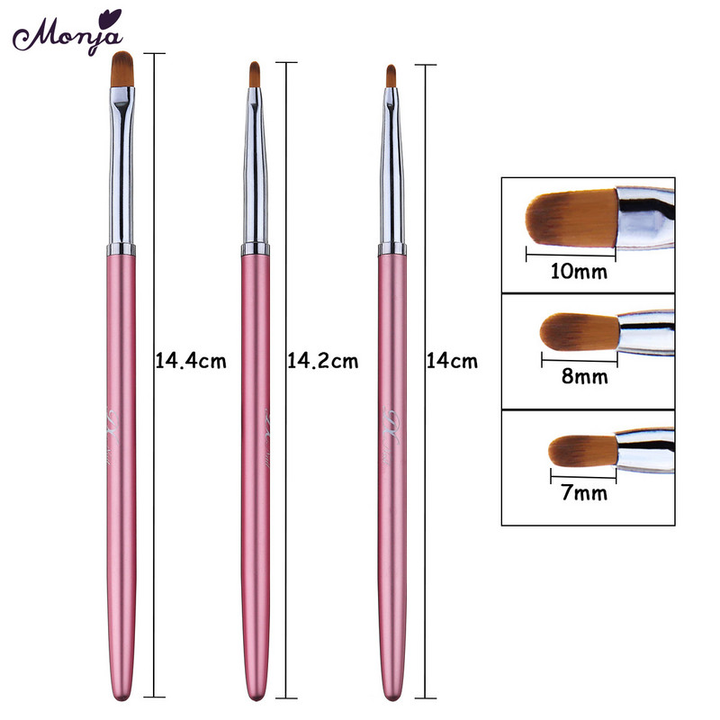 Monja 3db/szett Nail Art akril UV gél hosszabbító építő strassz festő ecset vonalak bélés minta rajzoló toll manikűr eszköz