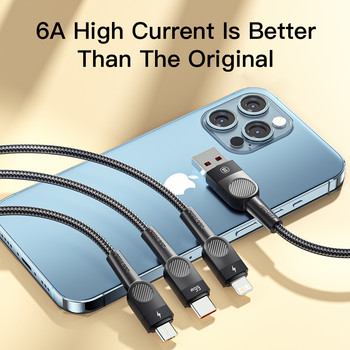 Essager 6A 66W 3 в 1 USB Type C кабел Micro USB проводник за iPhone 14 13 Pro Max Samsung Xiaomi Huawei POCO кабел за данни на мобилен телефон