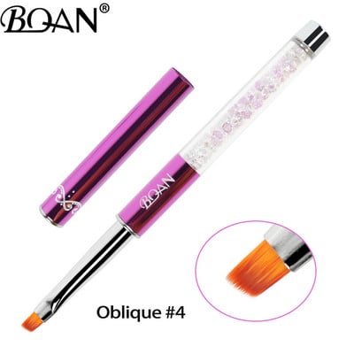BQAN körömkefe design 1db #2#4#6#8#10 ferde fejű, fém nyélű nylon hajzselé kefe körömművészethez