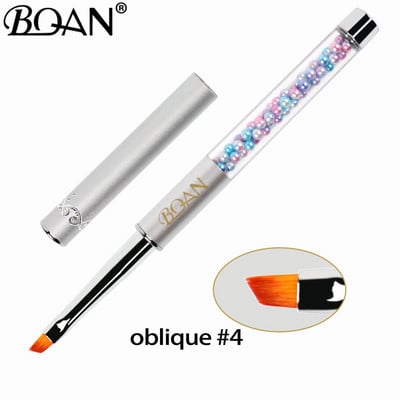 BQAN körömkefe design 1db #2#4#6#8#10 ferde fejű, fém nyélű nylon hajzselé kefe körömművészethez