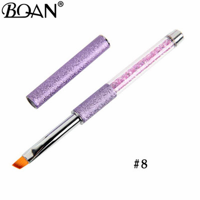 BQAN körömkefe design 1db #2#4#6#8#10 ferde fejű, fém nyélű nylon hajzselé kefe körömművészethez