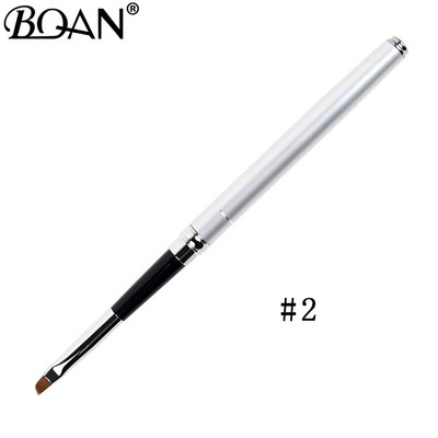 BQAN körömkefe design 1db #2#4#6#8#10 ferde fejű, fém nyélű nylon hajzselé kefe körömművészethez