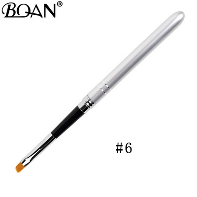 BQAN körömkefe design 1db #2#4#6#8#10 ferde fejű, fém nyélű nylon hajzselé kefe körömművészethez