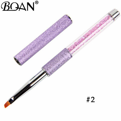 BQAN körömkefe design 1db #2#4#6#8#10 ferde fejű, fém nyélű nylon hajzselé kefe körömművészethez