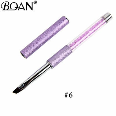 BQAN körömkefe design 1db #2#4#6#8#10 ferde fejű, fém nyélű nylon hajzselé kefe körömművészethez