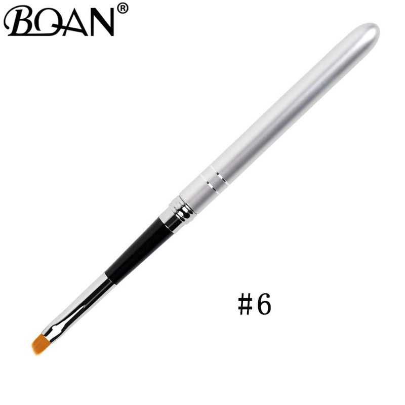 BQAN körömkefe design 1db #2#4#6#8#10 ferde fejű, fém nyélű nylon hajzselé kefe körömművészethez