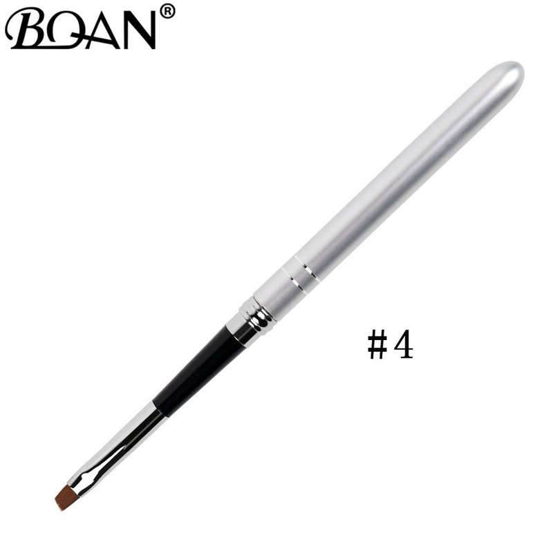 BQAN körömkefe design 1db #2#4#6#8#10 ferde fejű, fém nyélű nylon hajzselé kefe körömművészethez