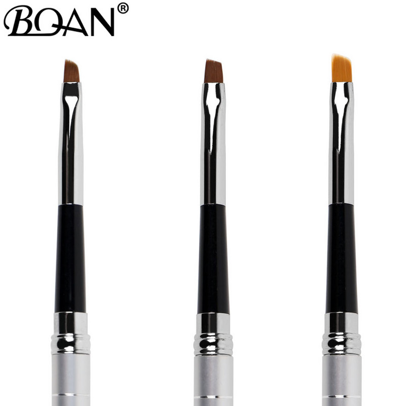 BQAN körömkefe design 1db #2#4#6#8#10 ferde fejű, fém nyélű nylon hajzselé kefe körömművészethez