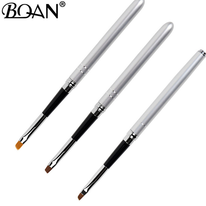 BQAN körömkefe design 1db #2#4#6#8#10 ferde fejű, fém nyélű nylon hajzselé kefe körömművészethez