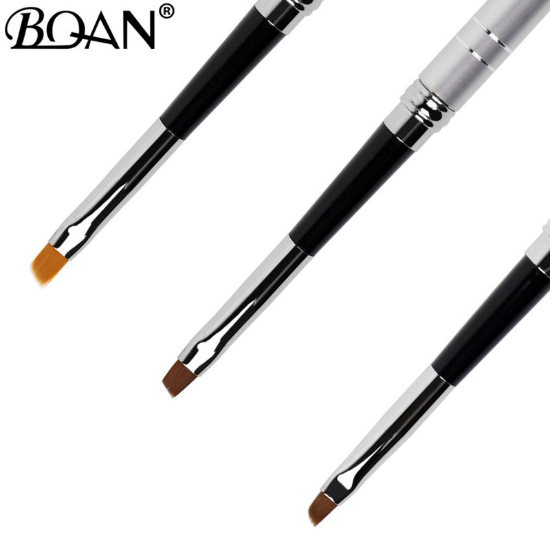 BQAN körömkefe design 1db #2#4#6#8#10 ferde fejű, fém nyélű nylon hajzselé kefe körömművészethez