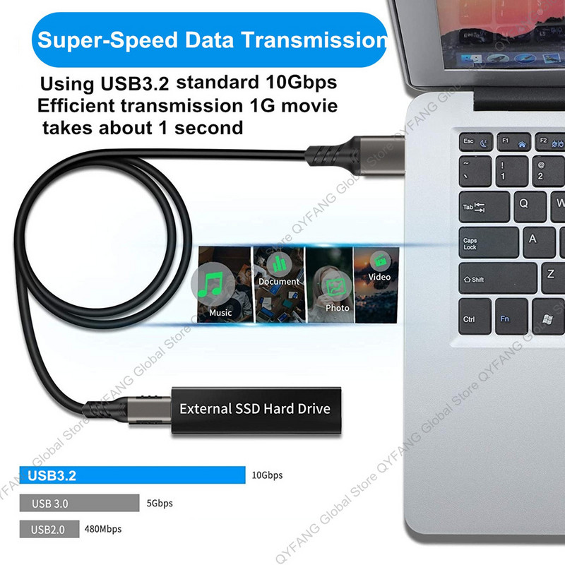 USB3.2 10Gbps Type C kabel USB A na Type-C 3.2 Prijenos podataka USB C SSD kabel za tvrdi disk PD 60W 3A Quick Charge 3.0 kabel za punjenje