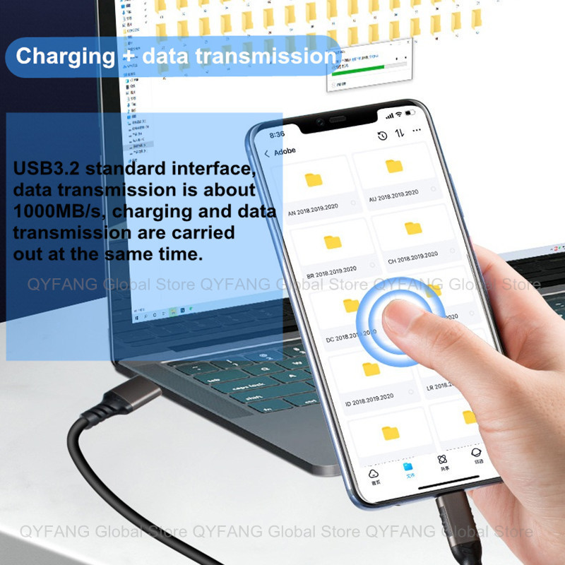 USB3.2 10Gbps Type C kabel USB A na Type-C 3.2 Prijenos podataka USB C SSD kabel za tvrdi disk PD 60W 3A Quick Charge 3.0 kabel za punjenje