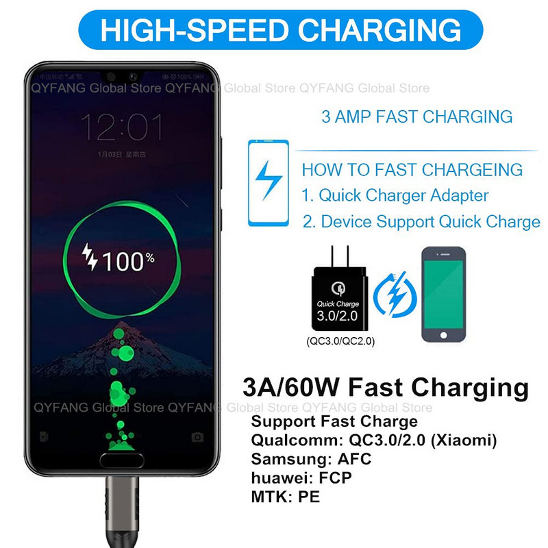 USB3.2 10Gbps Type C kabel USB A na Type-C 3.2 Prijenos podataka USB C SSD kabel za tvrdi disk PD 60W 3A Quick Charge 3.0 kabel za punjenje