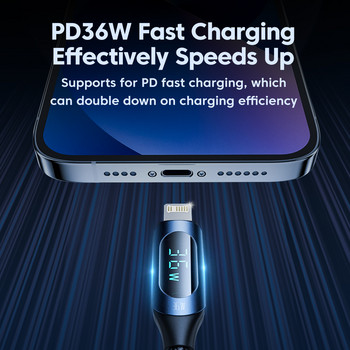 Καλώδιο USB Toocki 36W για iphone Γρήγορη φόρτιση LED Lightning Display Καλώδιο PD Τύπου C για iPhone 11 12 13 14 XR iPad Wire