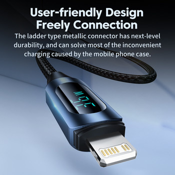 Toocki 36W USB кабел за iphone Бързо зарядно устройство за зареждане LED Lightning Display PD кабел тип C за iPhone 11 12 13 14 XR iPad Wire