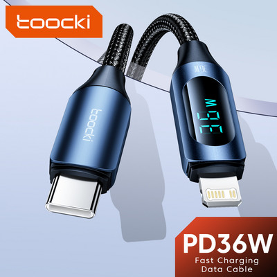 Toocki 36W USB кабел за iphone Бързо зарядно устройство за зареждане LED Lightning Display PD кабел тип C за iPhone 11 12 13 14 XR iPad Wire